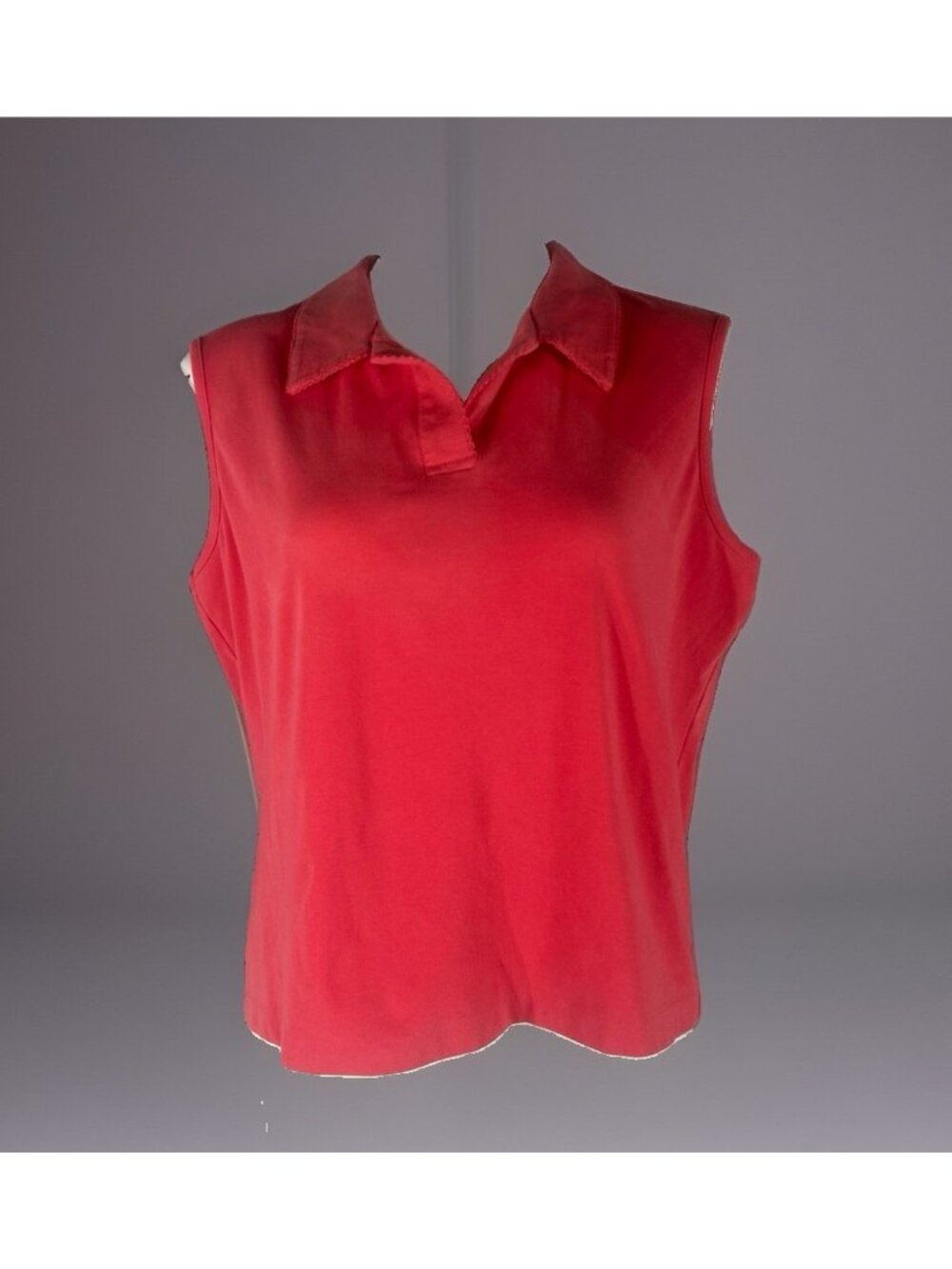 Field Gear Women Size XL Sleeveless V-Neck Collar Tank Top Pink Reddish Cotton